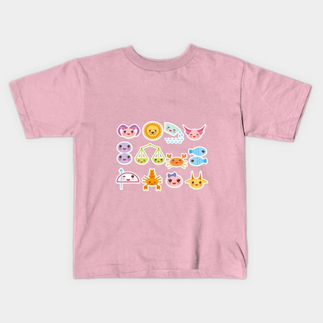 Funny Kawaii zodiac sign Kids T-Shirt by EkaterinaP